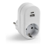 ADAPTADOR FRONTAL 1 TOMA 2 USB A+C BLANCO - 16A 250V