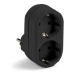 ADAPTADOR FRONTAL 2 TOMAS NEGRO - 16A 250V