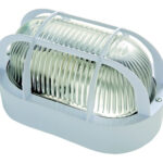 APLIQUE EXTERIOR OVAL BLANCO CON REJILLA - E27 60W