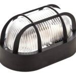 APLIQUE EXTERIOR OVAL NEGRO CON REJILLA - E27 60W