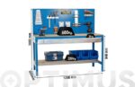 BANCO TRABAJO METALICO SOBRE MADERA CON CAJON - BT2 BOX 1200 AZUL 1445 X 1210 X 610 MM .
