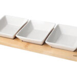 BANDEJA APERITIVOS BASE BAMBU 3 CUENCOS - 28X10CM
