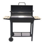 BARBACOA CARBON BARRIL DOS MESAS AUXILIARES - 120X53X102CM