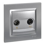 BASE ANTENA 2 TOMAS EMPOTRAR INTERMEDIA ALUMINIO - SERIE 10