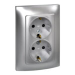 BASE ENCHUFE DOBLE SCHUKO TT EMPOTRAR ALUMINIO - SERIE 10