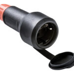 BASE TT 16A-250V CON TAPA - NEGRO CON PRENSAESTOPA