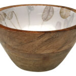BOL MADERA DECORADA  ESMALTADO - 13CM-HOJAS