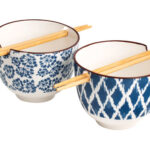 BOL PORCELANA CON PALILLOS SET 2 UDS SETA - Ø 13 X H 10 CM