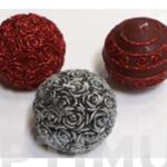 BOLA CERA PLATEADA ROSAS - Ø 8 CM