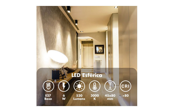 BOMBILLA LED ESFERICA MINI - E14 LUZ FRIA 550LM 6W BOMBILLA LED ESFERICA MINI - Imagen 1