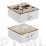 CAJA MADERA MULTIUSOS - 15 X 15 X 7 CM MAPA MUNDI SURTIDO