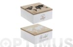 CAJA MADERA MULTIUSOS - 15 X 15 X 7 CM MAPA MUNDI SURTIDO