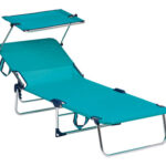 CAMA PLAYA MULTIPOSICION, CON ASA, POSICIONES ESCALERILLA Y PARASOL - ALUMINIO FIBRELINE AZUL