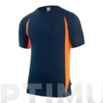 CAMISETA TECNICA POLIESTER AZUL NAVY / NARANJA FLUOR - TALLA 3XL