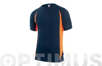 CAMISETA TECNICA POLIESTER AZUL NAVY / NARANJA FLUOR - TALLA 3XL