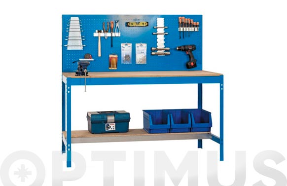 126_68e3b40454efa BANCO TRABAJO METALICO SOBRE MADERA CON CAJON - BT2 BOX 1200 AZUL 1445 X 1210 X 610 MM . - Imagen 2