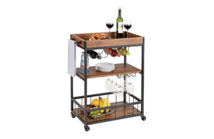 CARRO DE COCINA 3 PISOS - RUSTICO-NEGRO