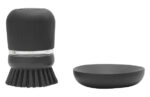CEPILLO FREGAPLATOS CON DISPENSADOR DE JABON - GRIS OSCURO - Imagen 2