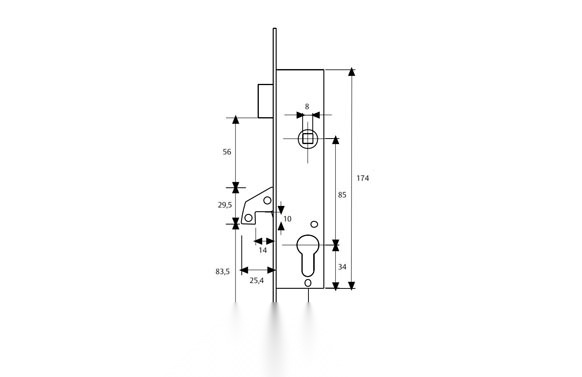 126_68e645ff0b6c3 CERRADURA METALICA 2241-20 ENTRADA 20MM - ACERO INOX - Imagen 2