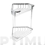 CESTO DUCHA DOBLE RINCONERA - 17,5 X 17,5 X 26,5 CM ALUMINIO