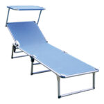 CAMA PLAYA CON PARASOL - ALUMINIO FIBRELINE AZUL