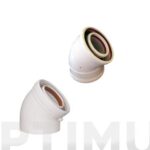 CODO COAXIAL 45º ALUMINIO BLANCO - Ø 60/100MM