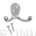 COLGADOR CON TORNILLOS 2 GANCHOS LATÓN - NIQUEL SATINADO