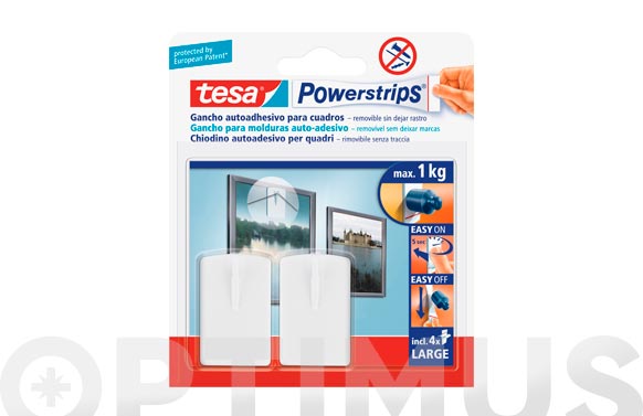 126_68ed559eb4aa3 COLGADOR POWERSTRIPS CUADROS - BLANCO BLISTER 2 + 4 TIRAS - Imagen 1
