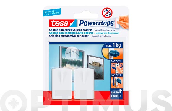 126_68ed559f31080 COLGADOR POWERSTRIPS CUADROS - BLANCO BLISTER 2 + 4 TIRAS - Imagen 2