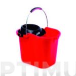 CUBO CON ESCURRIDOR 16 L ASA METALICA - ROJO