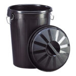 CUBO INDUSTRIAL PLASTICO NEGRO CON TAPA - 95 L /23187