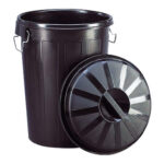 CUBO INDUSTRIAL PLÁSTICO NEGRO CON TAPA