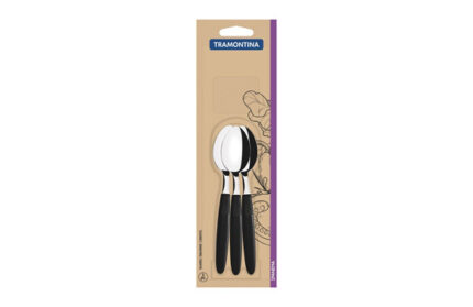 CUCHARA CAFE IPANEMA SET 3 PZS INOX MANGO ABS - NEGRO 14CM