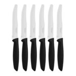 CUCHILLO COCINA DENTADO INOX MANGO ABS 6 UDS - 12CM MANGO NEGRO