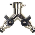 DERIVACION EN "Y" 2 VIAS DE LATON - CON LLAVE DE PASO Y CONEXION RAPIDA