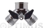 DERIVACION EN "Y" 2 VIAS DE ZINC - CON LLAVE DE PASO Y CONEXION ¾"