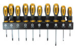 DESTORNILLADOR JUEGO 10 PIEZAS CON SOPORTE METAL - BOCAS 3 PL / 2 PH / 2 PZ / 3 TORX