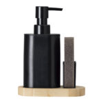 DOSIFICADOR JABON COCINA CON ESTROPAJO VINTAGE - NEGRO