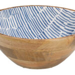 ENSALADERA ALTA MADERA DECORADA ESMALTADA - Ø 25CM AZUL