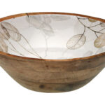 ENSALADERA MADERA DECORADA ESMALTADA - 30CM-HOJAS
