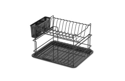ESCURREPLATOS DOBLE DESMONTABLE - 37 X 30 X 24,5CM NEGRO