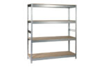 ESTANTERIA METAL GALVANIZADO 4 ESTANTES MADERA SIN TORNILLOS