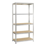 ESTANTERIA METAL GALVANIZADO 5 ESTANTES MADERA SIN TORNILLOS