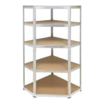 ESTANTERIA METAL GALVANIZADO RINCON 5 ESTANTES MADERA SIN TORNILLOS