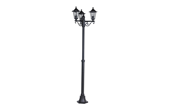 126_68f8c501b211f FAROLA NEGRA 2,17 M 3 CABEZAS - IP44 E27 60W - Imagen 1