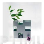 FLORERO VIDRIO-ALUMINIO - 10,5 X 10,5 X 28