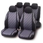 FUNDA ASIENTO AUTO JAQUARD 9 PIEZAS - ELASTICAS NEGRO/GRIS