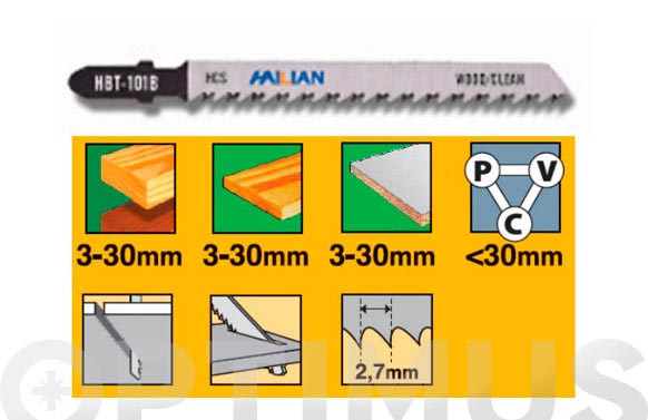 126_68fcae5e71918 HOJA SIERRA CALAR PARA MADERA Y PVC U101 BF 5 UDS - RECTO FINO. LOGITUD 100 MM - Imagen 1