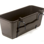 JARDINERA BALCON RECTANGULAR CON GANCHO Y PLATO CAMELIA CHOCOLATE - 60X17X14 CM