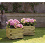 JARDINERA DE MADERA CUADRADA SPIRO + GEOTEXTIL - 50 X 50 X 40 CM MARRON OSCURO